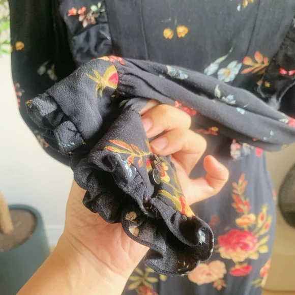 ZARA Floral Ruffle High Neck Mini Dress Size S - Picture 3 of 6